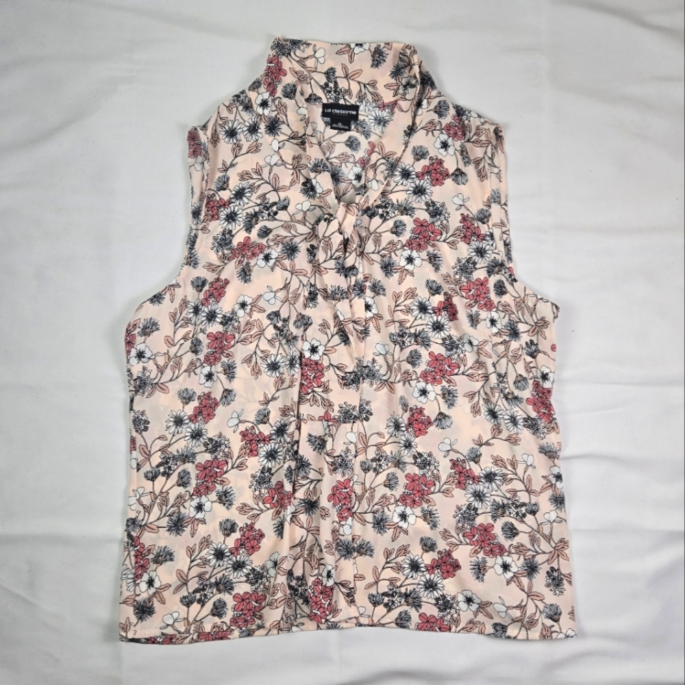 Floral Liz Claiborne Career Sleeveless Button Up Blouse Size XL